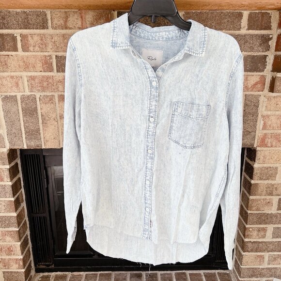 RAILS INGRID ECO COLLECTION RAW DENIM SHIRT IN LIGHT ACID WASH SIZE XS- NEW - Picture 4 of 8